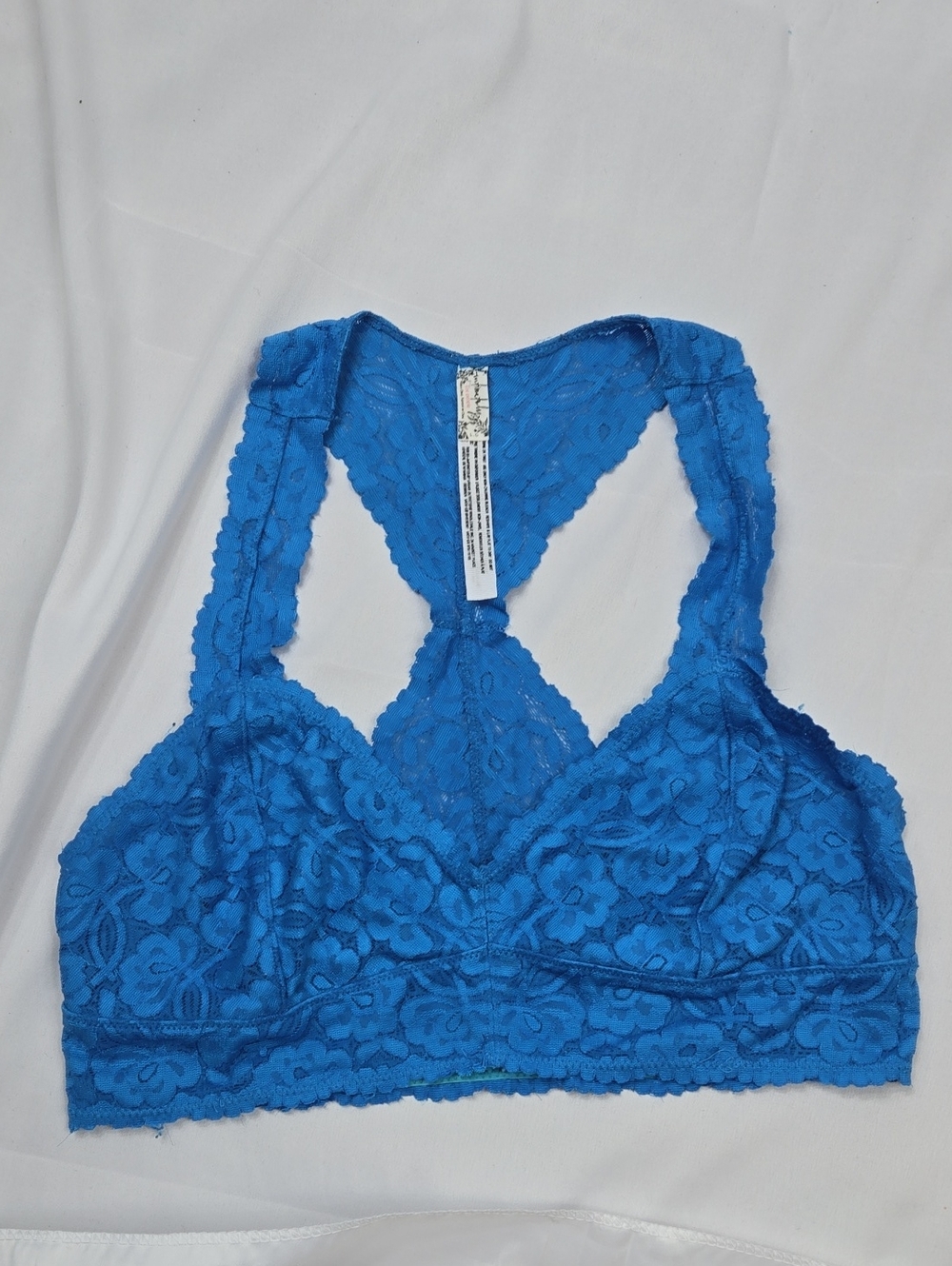 Intimately By Free People Lace Racerback Bralette in Bright Blue Large